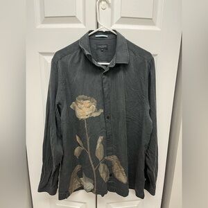 Ted Baker Long Sleeve Placement Rose Print Shirt, Size XL/5 (slim fit)